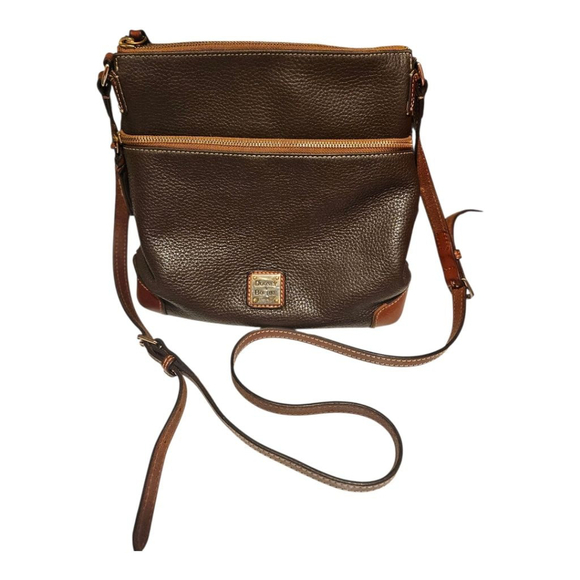 Dooney & Bourke Handbags - Dooney & Bourke Brown Tan Leather Crossbody Bag Size Medium